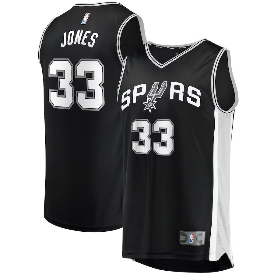Men San Antonio Spurs 33 Tre Jones Fanatics Branded Black Fast Break Replica NBA Jersey